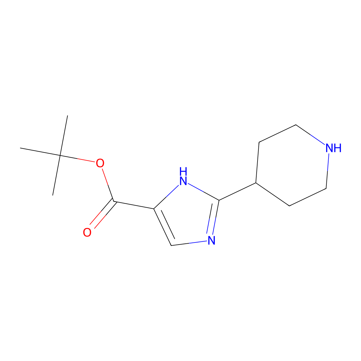 tert-butyl 2-(piperidin-4-yl)-1H-imidazole-5-carboxylate molecular structure, CAS 2639418-05-4