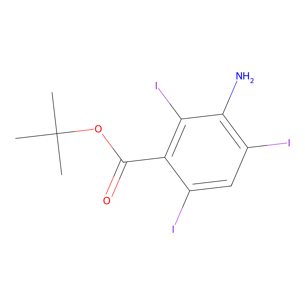 Tert-butyl 3-amino-2,4,6-triiodobenzoate molecular structure, CAS 2639418-18-9
