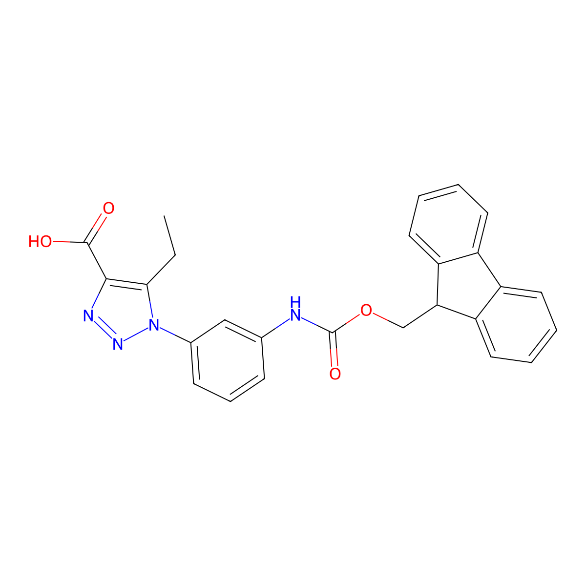 5-ethyl-1-[3-({[(9H-fluoren-9-yl)methoxy]carbonyl}amino)phenyl]-1H-1,2,3-triazole-4-carboxylic acid molecular structure, CAS 2639418-22-5