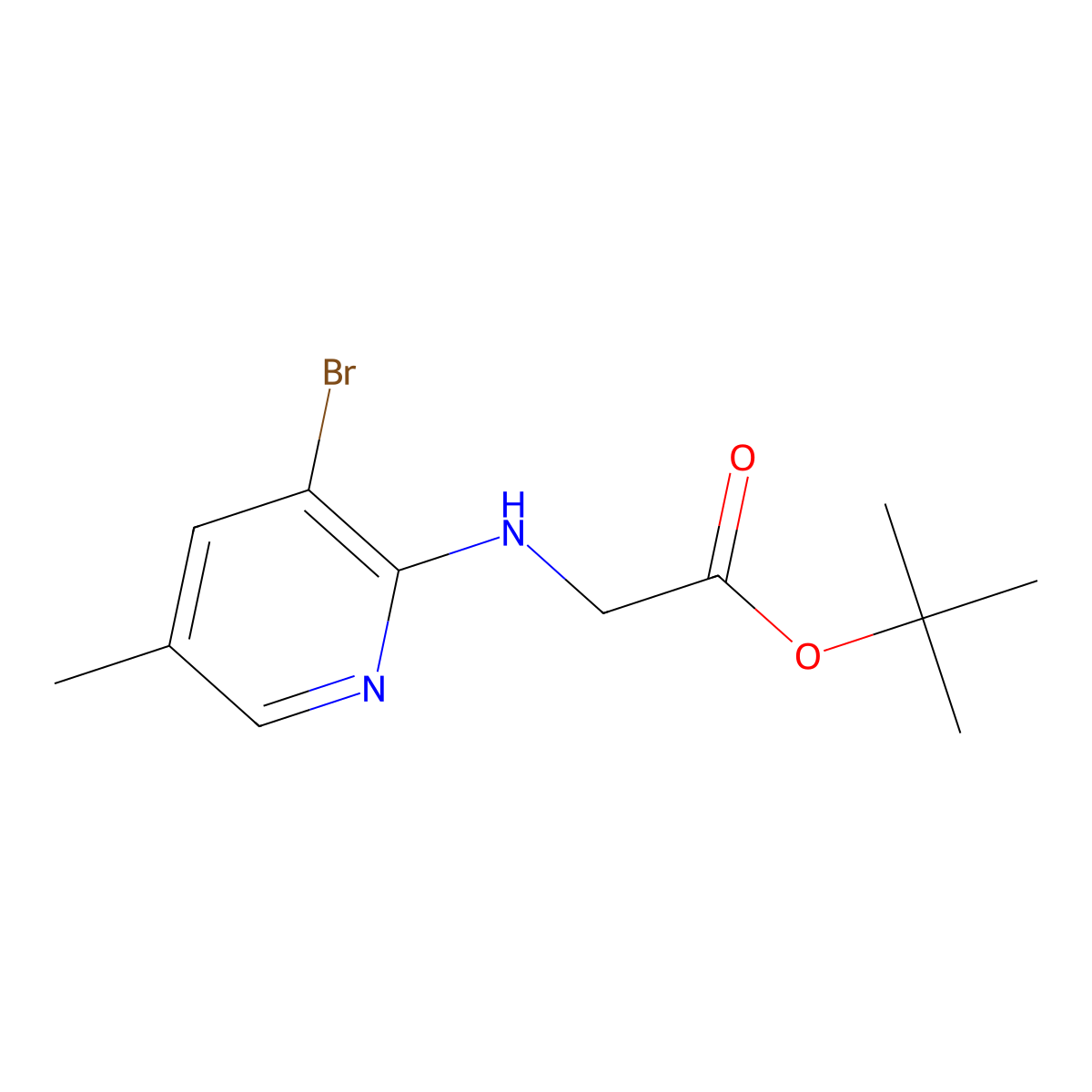 Tert-butyl 2-[(3-bromo-5-methylpyridin-2-yl)amino]acetate molecular structure, CAS 2639418-24-7