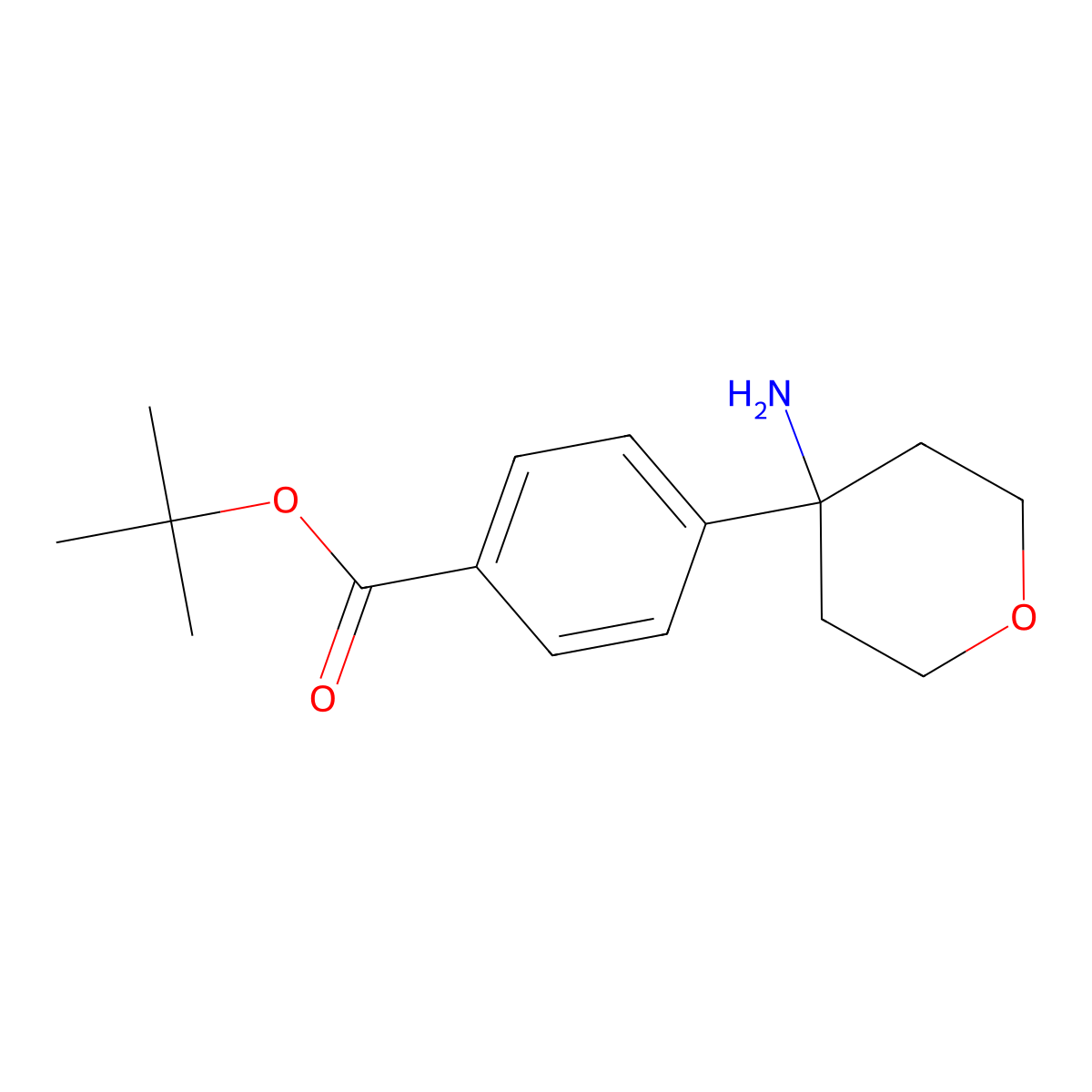 Tert-butyl 4-(4-aminooxan-4-yl)benzoate molecular structure, CAS 2639418-26-9