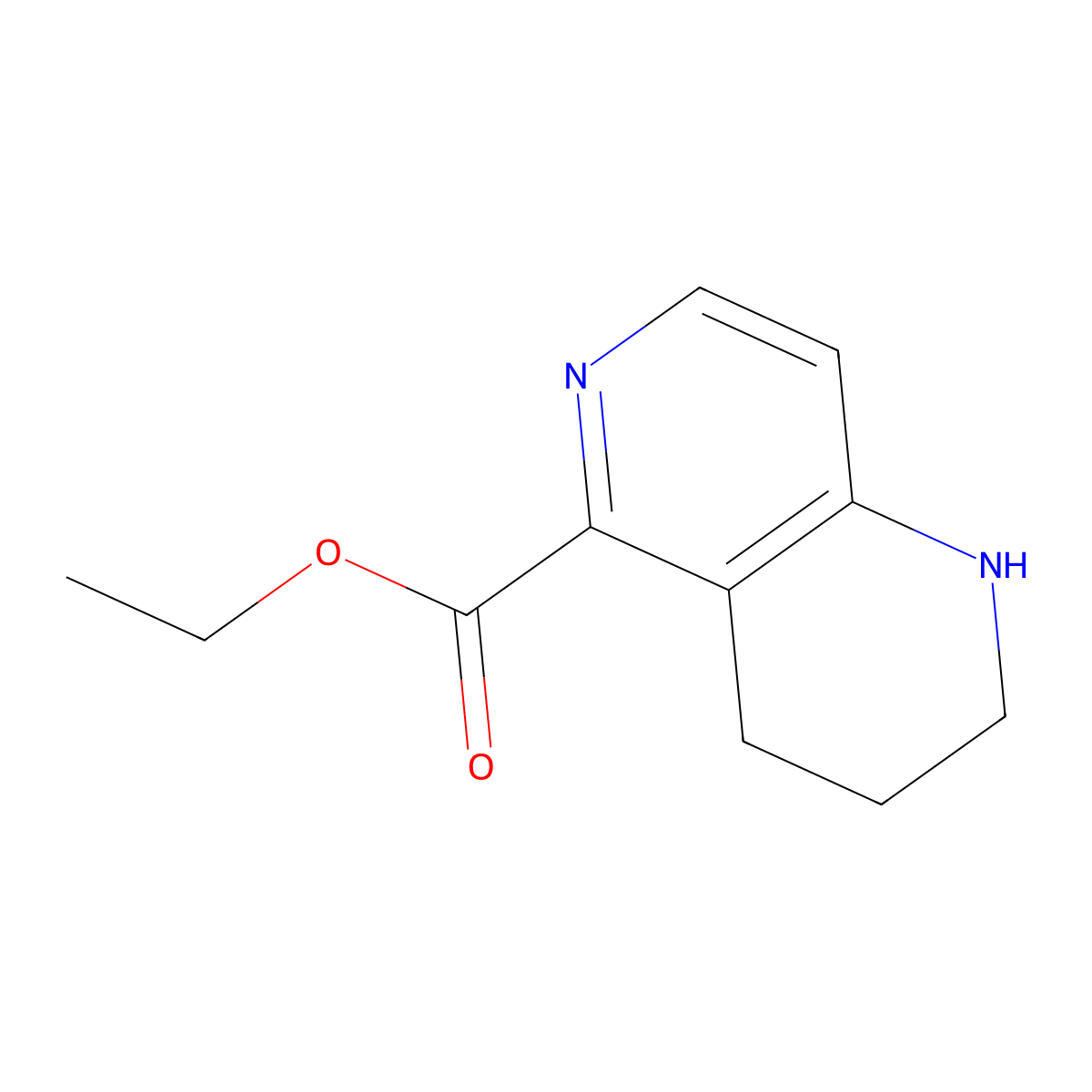 Ethyl 1,2,3,4-tetrahydro-1,6-naphthyridine-5-carboxylate molecular structure, CAS 2639418-31-6