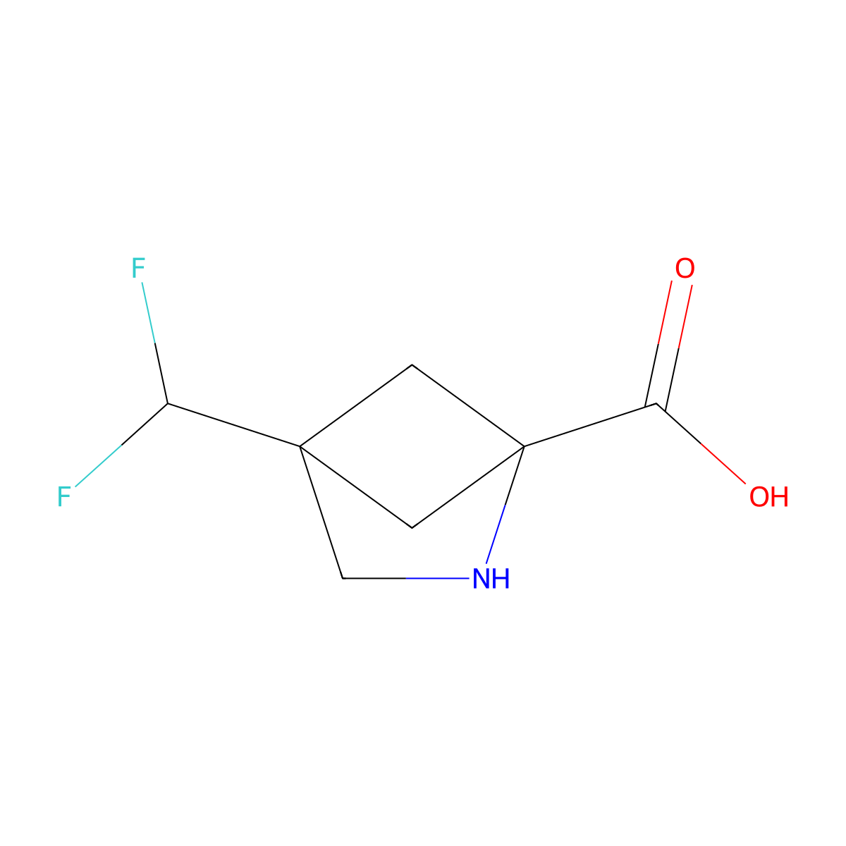 4-(Difluoromethyl)-2-azabicyclo[2.1.1]hexane-1-carboxylic acid molecular structure, CAS 2639418-33-8