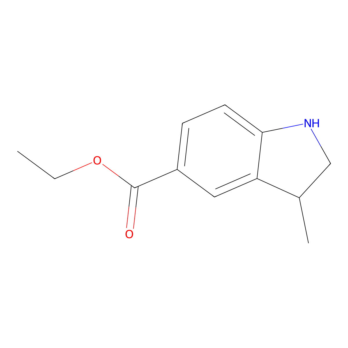 ethyl 3-methyl-2,3-dihydro-1H-indole-5-carboxylate molecular structure, CAS 2639418-34-9