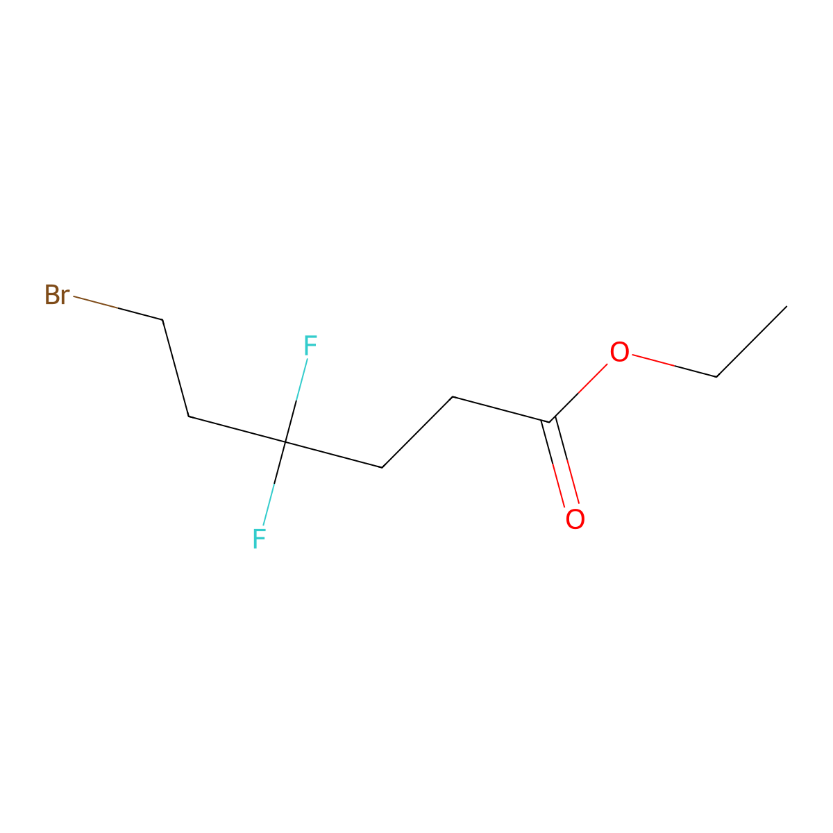Ethyl 6-bromo-4,4-difluorohexanoate molecular structure, CAS 2639418-44-1