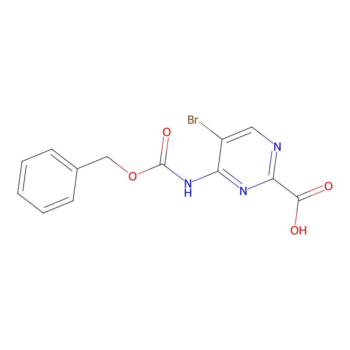 4-{[(Benzyloxy)carbonyl]amino}-5-bromopyrimidine-2-carboxylic acid molecular structure, CAS 2639418-45-2