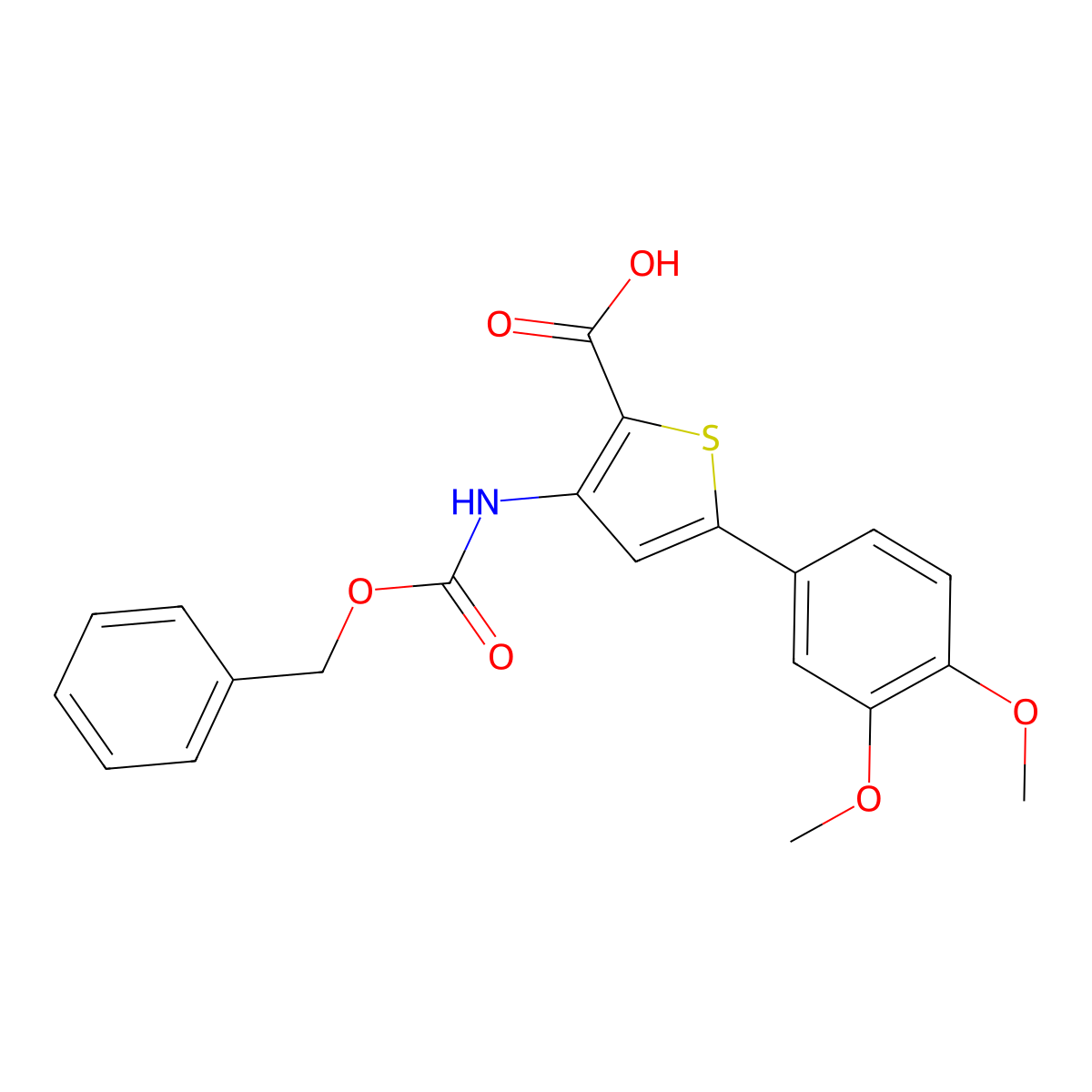 3-{[(Benzyloxy)carbonyl]amino}-5-(3,4-dimethoxyphenyl)thiophene-2-carboxylic acid molecular structure, CAS 2639418-53-2