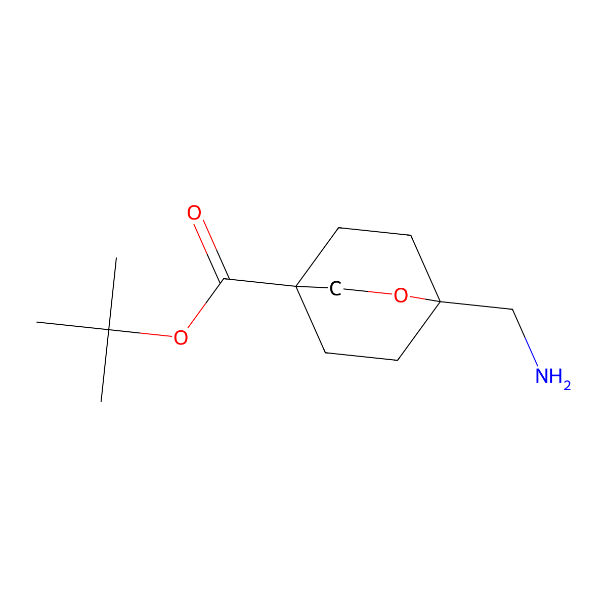 Tert-butyl 1-(aminomethyl)-2-oxabicyclo[2.2.2]octane-4-carboxylate molecular structure, CAS 2639418-56-5