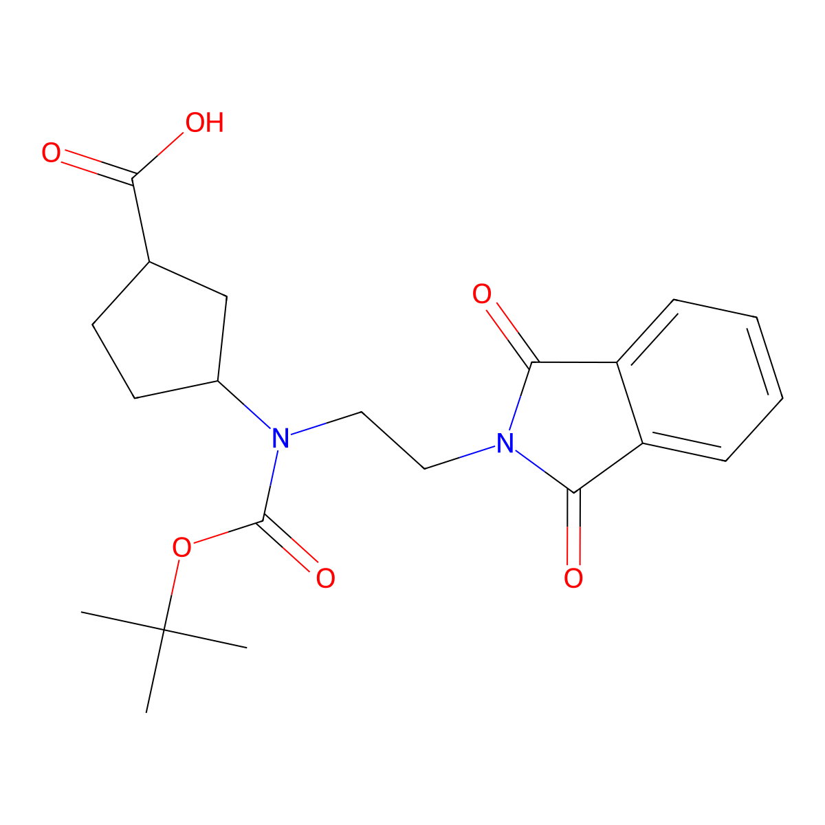 3-{[(tert-butoxy)carbonyl][2-(1,3-dioxo-2,3-dihydro-1H-isoindol-2-yl)ethyl]amino}cyclopentane-1-carboxylic acid molecular structure, CAS 2639418-66-7