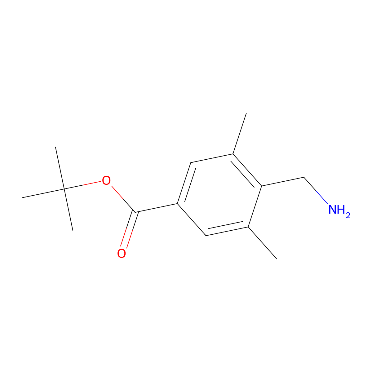 Tert-butyl 4-(aminomethyl)-3,5-dimethylbenzoate molecular structure, CAS 2639418-67-8