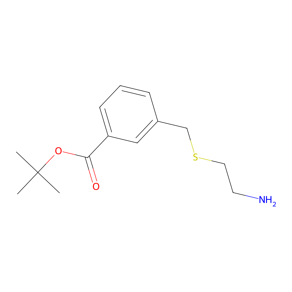 Tert-butyl 3-{[(2-aminoethyl)sulfanyl]methyl}benzoate molecular structure, CAS 2639418-69-0