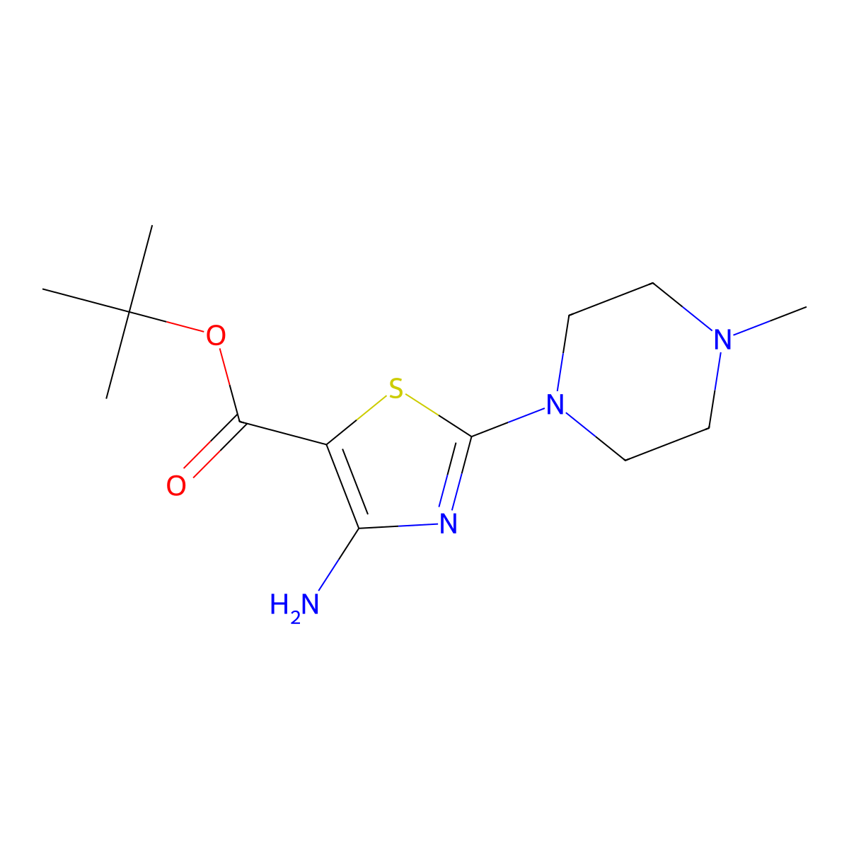 Tert-butyl 4-amino-2-(4-methylpiperazin-1-yl)-1,3-thiazole-5-carboxylate molecular structure, CAS 2639418-71-4