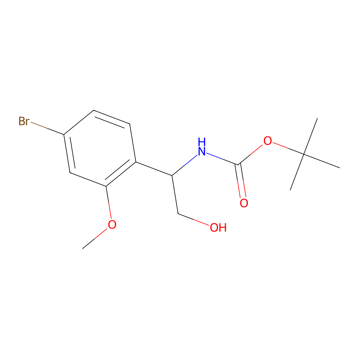 tert-butyl N-[1-(4-bromo-2-methoxyphenyl)-2-hydroxyethyl]carbamate molecular structure, CAS 2639418-77-0