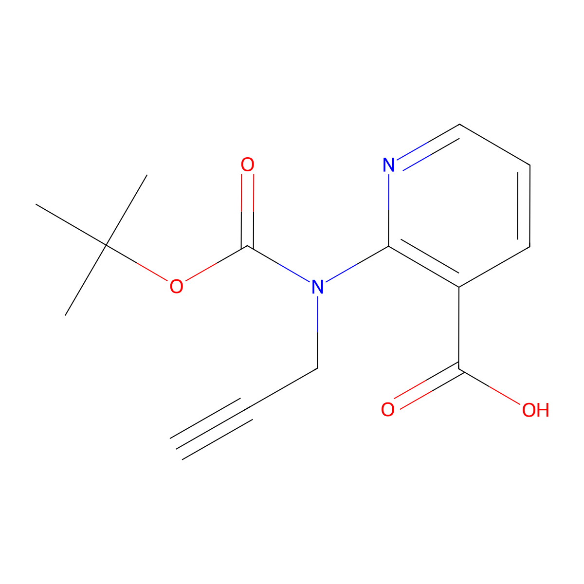 2-{[(Tert-butoxy)carbonyl](prop-2-yn-1-yl)amino}pyridine-3-carboxylic acid molecular structure, CAS 2639418-80-5