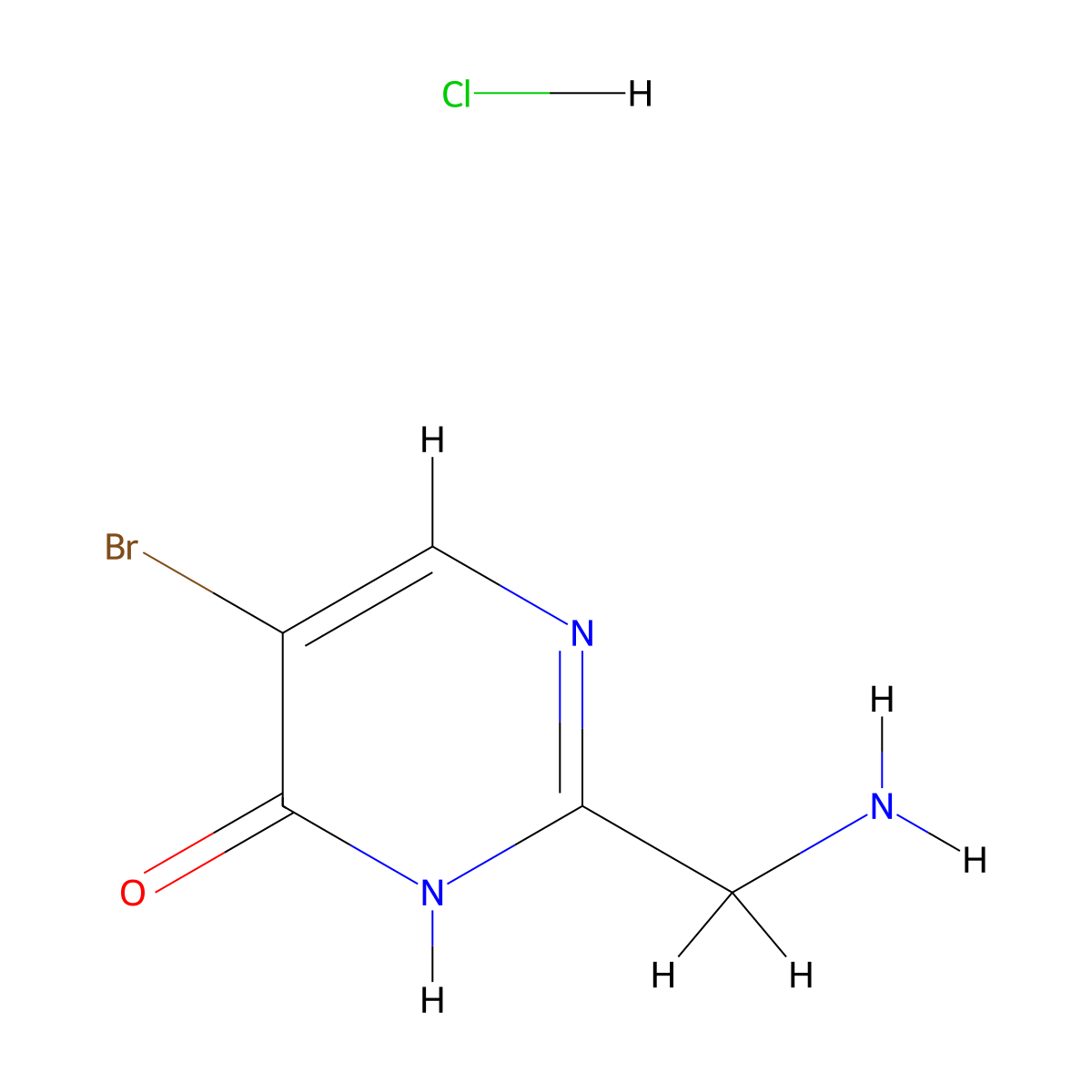 2-(Aminomethyl)-5-bromo-3,4-dihydropyrimidin-4-one hydrochloride molecular structure, CAS 2639418-85-0