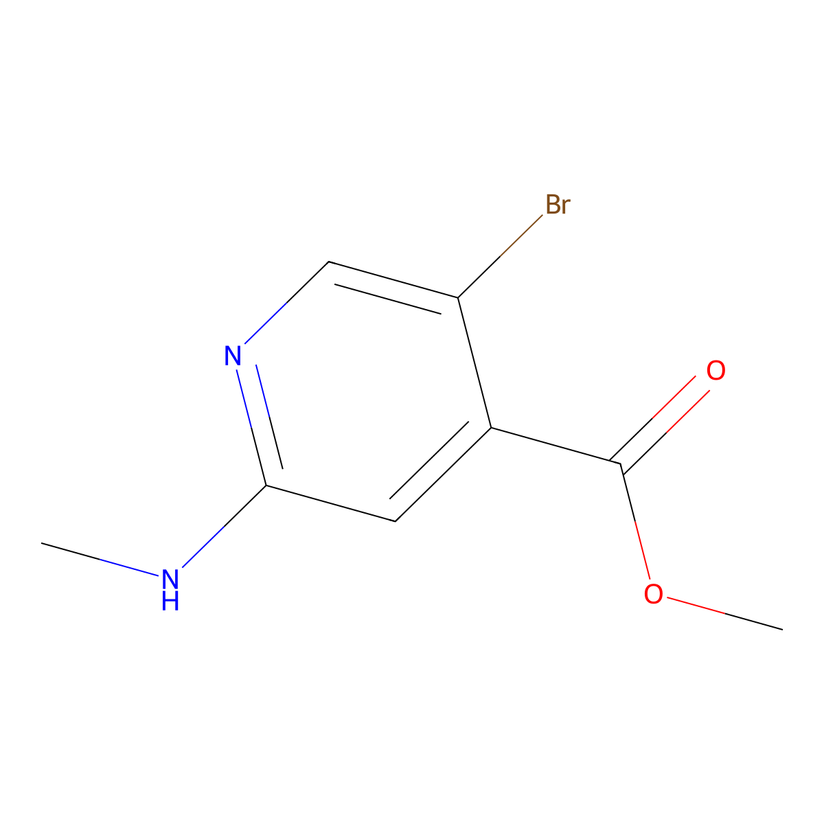 Methyl 5-bromo-2-(methylamino)pyridine-4-carboxylate molecular structure, CAS 2639419-10-4