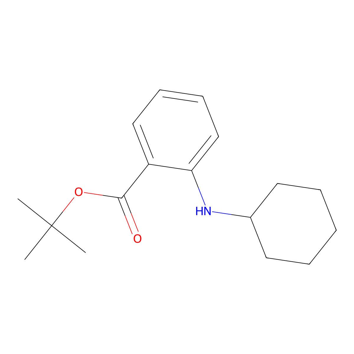 Tert-butyl 2-(cyclohexylamino)benzoate molecular structure, CAS 2639419-23-9