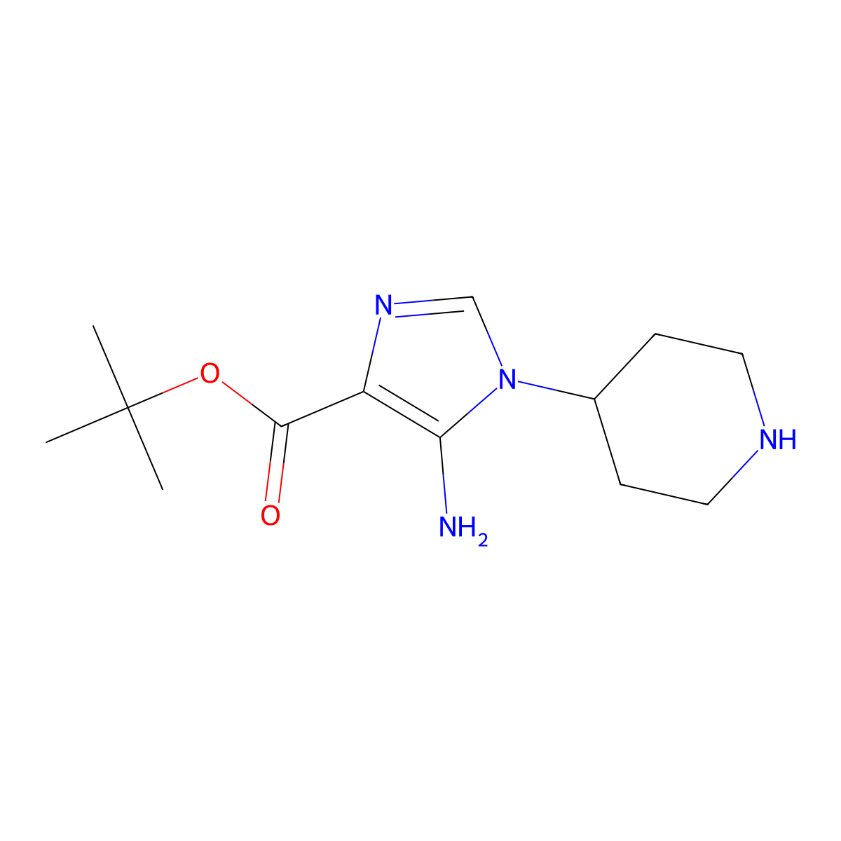 tert-butyl 5-amino-1-(piperidin-4-yl)-1H-imidazole-4-carboxylate molecular structure, CAS 2639419-26-2