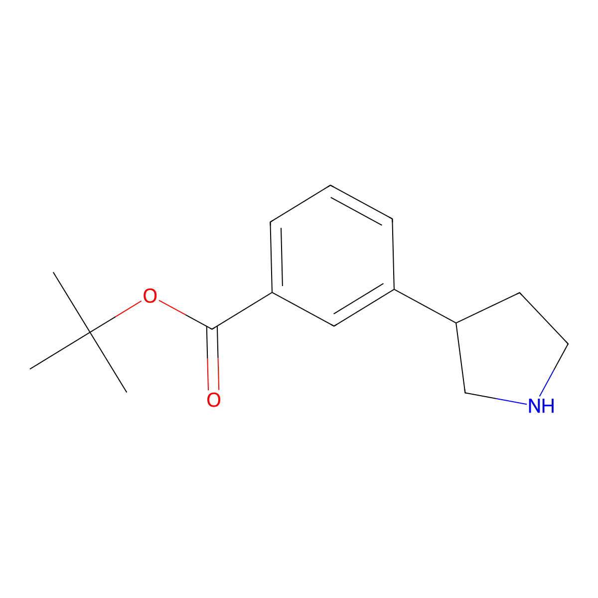 Tert-butyl 3-(pyrrolidin-3-yl)benzoate molecular structure, CAS 2639419-32-0