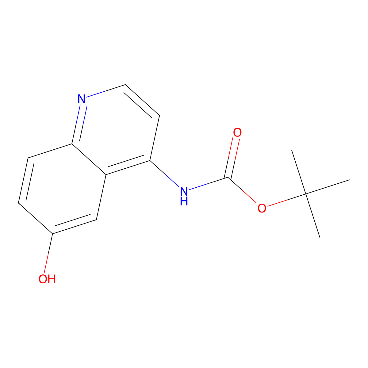 tert-butyl N-(6-hydroxyquinolin-4-yl)carbamate molecular structure, CAS 2639419-34-2