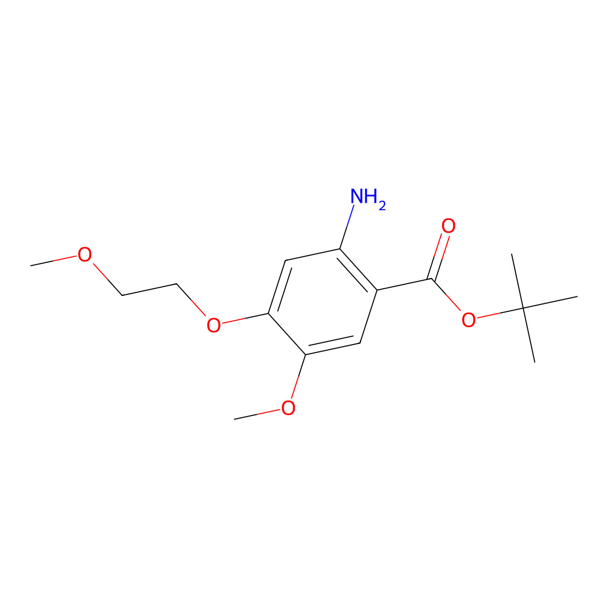 Tert-butyl 2-amino-5-methoxy-4-(2-methoxyethoxy)benzoate molecular structure, CAS 2639419-36-4