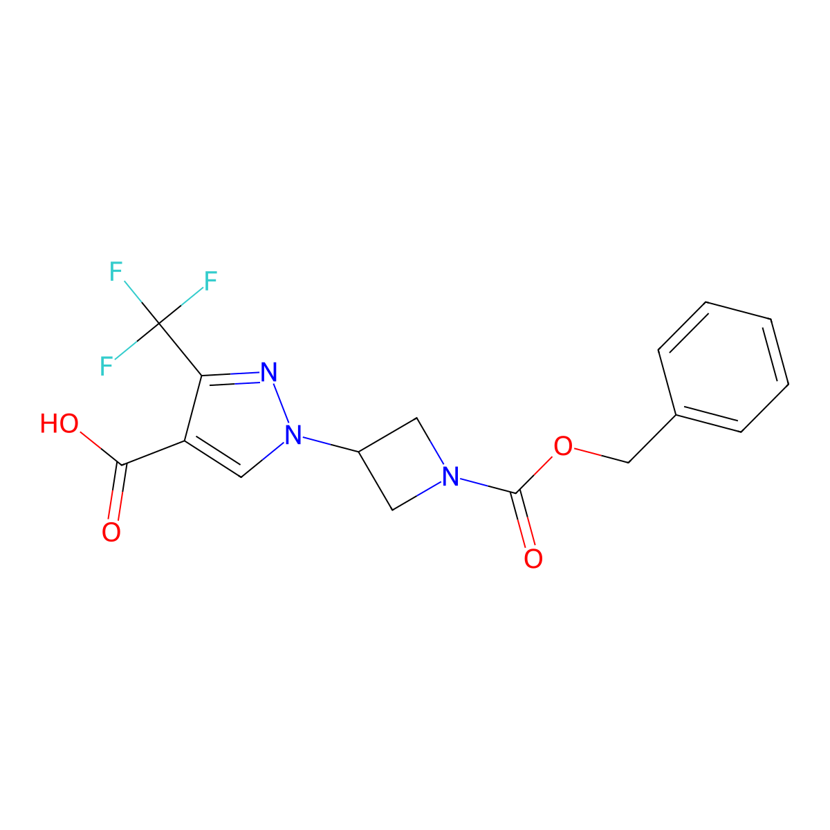 1-{1-[(benzyloxy)carbonyl]azetidin-3-yl}-3-(trifluoromethyl)-1H-pyrazole-4-carboxylic acid molecular structure, CAS 2639419-37-5