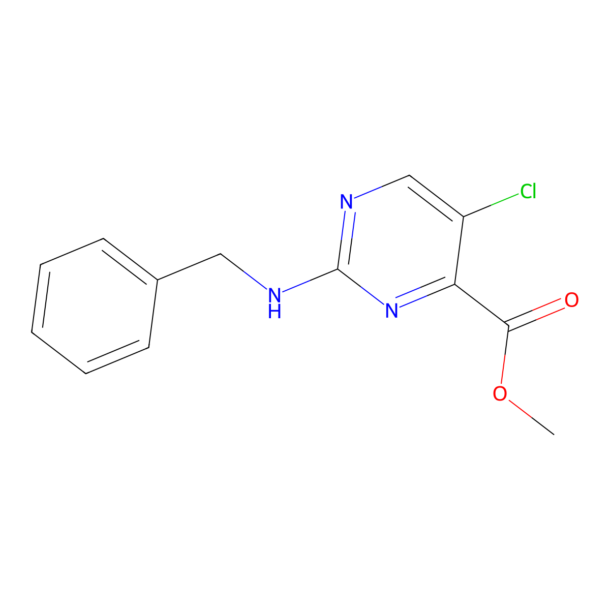 Methyl 2-(benzylamino)-5-chloropyrimidine-4-carboxylate molecular structure, CAS 2639419-41-1