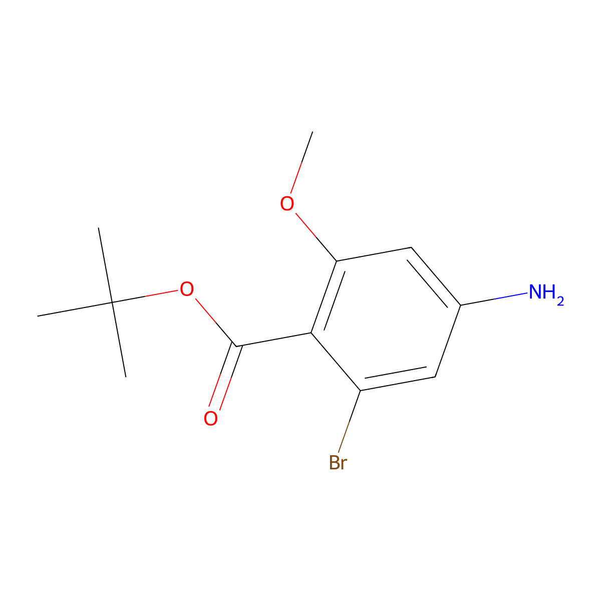 Tert-butyl 4-amino-2-bromo-6-methoxybenzoate molecular structure, CAS 2639419-48-8