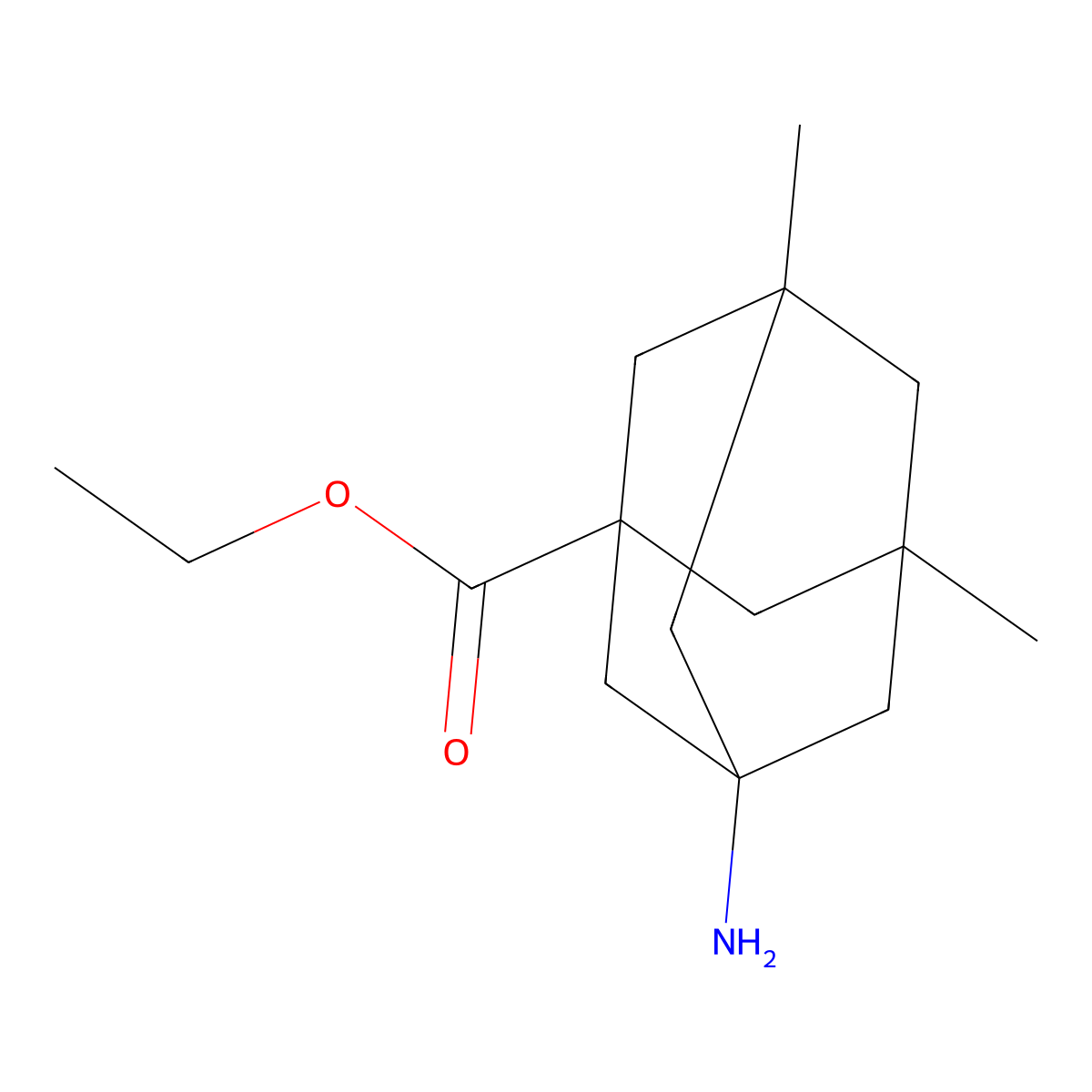 Ethyl 3-amino-5,7-dimethyladamantane-1-carboxylate molecular structure, CAS 2639419-58-0