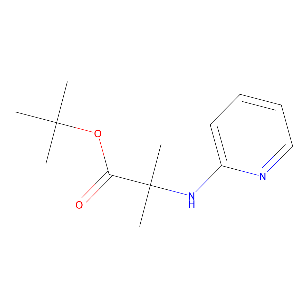 Tert-butyl 2-methyl-2-[(pyridin-2-yl)amino]propanoate molecular structure, CAS 2639419-61-5