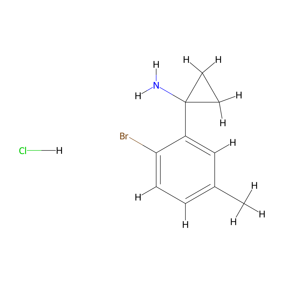 1-(2-Bromo-5-methylphenyl)cyclopropan-1-amine hydrochloride molecular structure, CAS 2639419-62-6