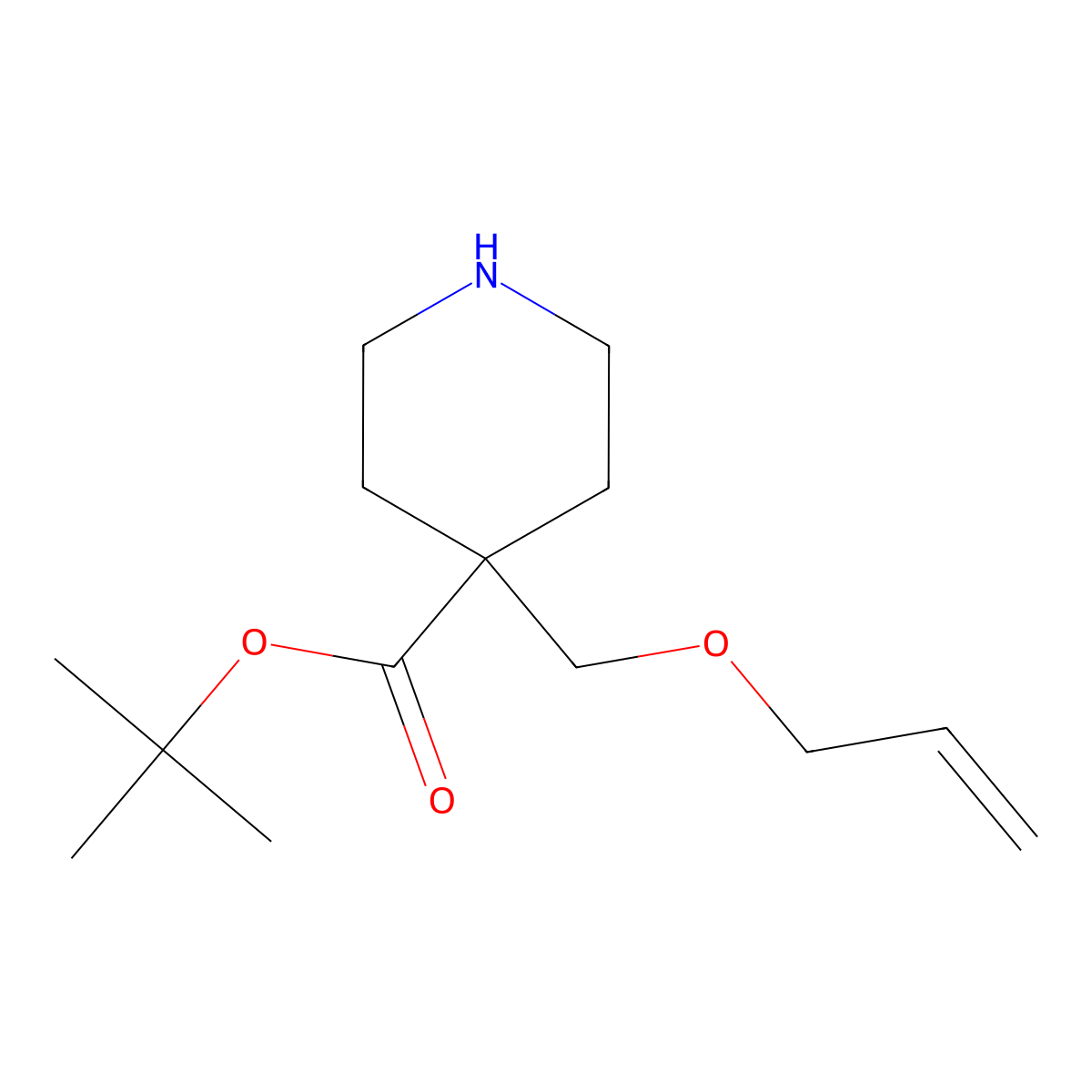 Tert-butyl 4-[(prop-2-en-1-yloxy)methyl]piperidine-4-carboxylate molecular structure, CAS 2639419-65-9