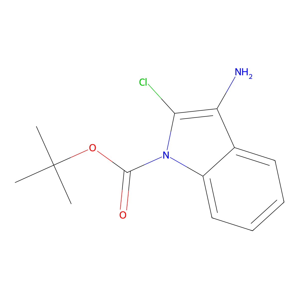 tert-butyl 3-amino-2-chloro-1H-indole-1-carboxylate molecular structure, CAS 2639419-76-2