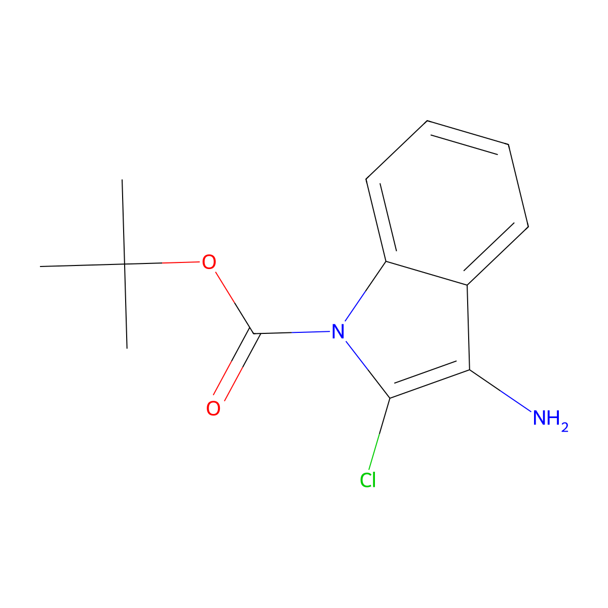 tert-butyl 3-amino-2-chloro-1H-indole-1-carboxylate molecular structure, CAS 2639419-76-2