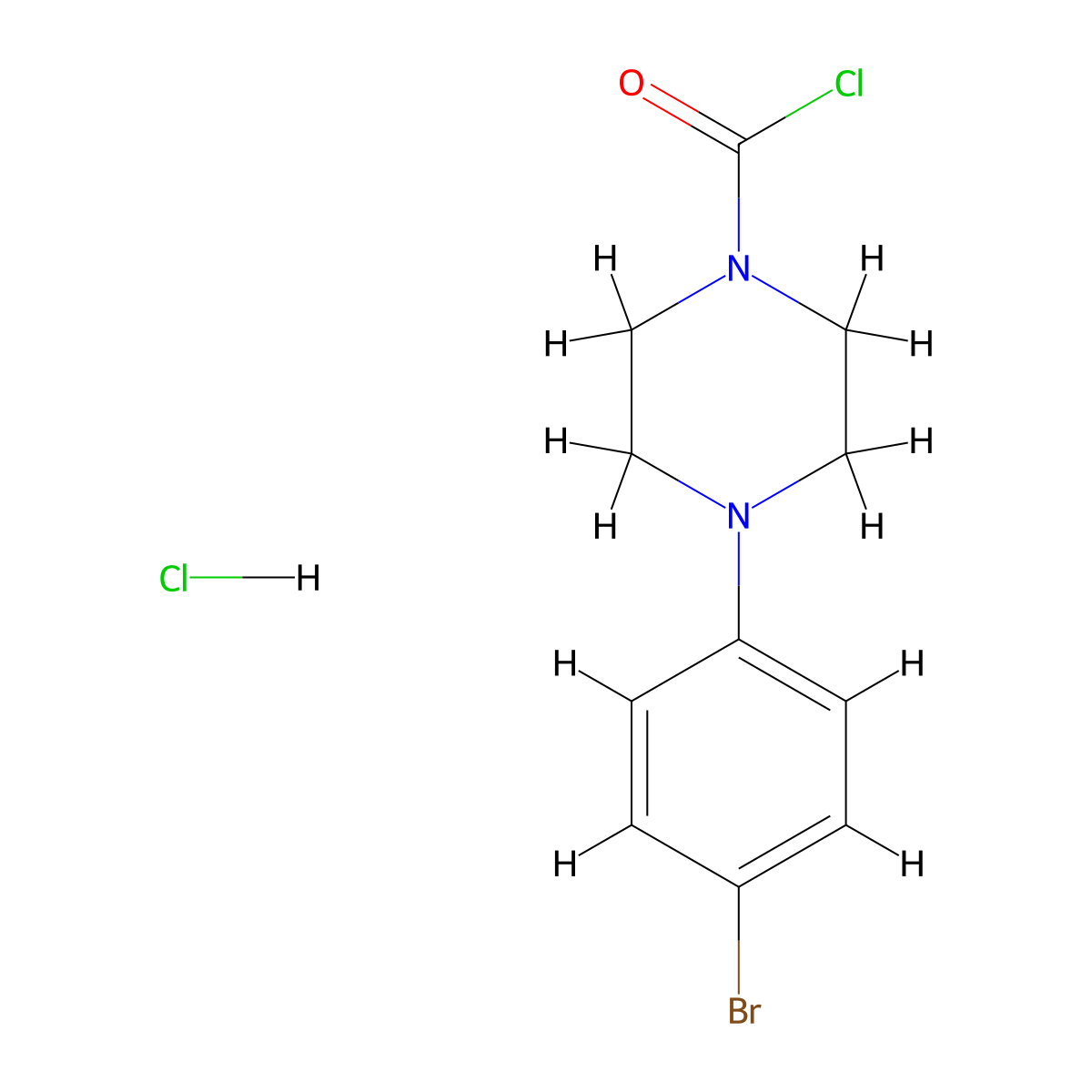 4-(4-Bromophenyl)piperazine-1-carbonyl chloride hydrochloride molecular structure, CAS 2639419-87-5