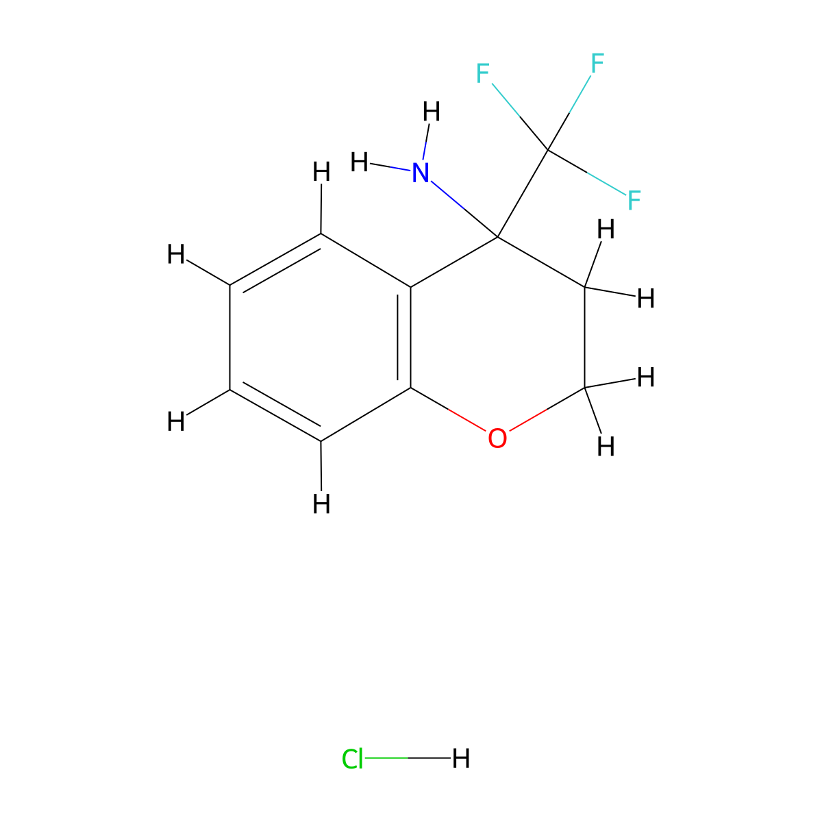 4-(trifluoromethyl)-3,4-dihydro-2H-1-benzopyran-4-amine hydrochloride molecular structure, CAS 2639419-88-6
