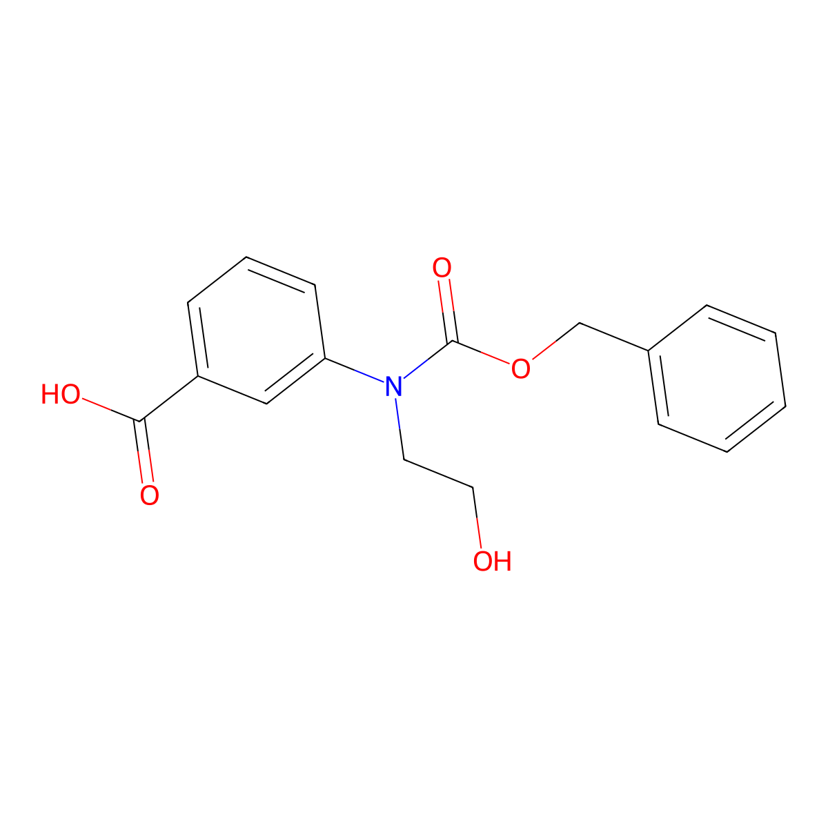 3-{[(Benzyloxy)carbonyl](2-hydroxyethyl)amino}benzoic acid molecular structure, CAS 2639419-98-8