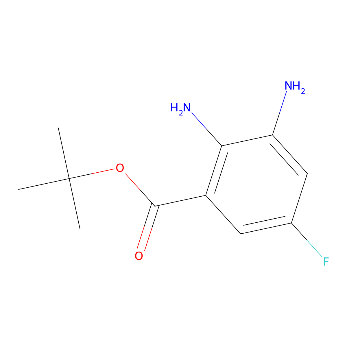 Tert-butyl 2,3-diamino-5-fluorobenzoate molecular structure, CAS 2639420-00-9