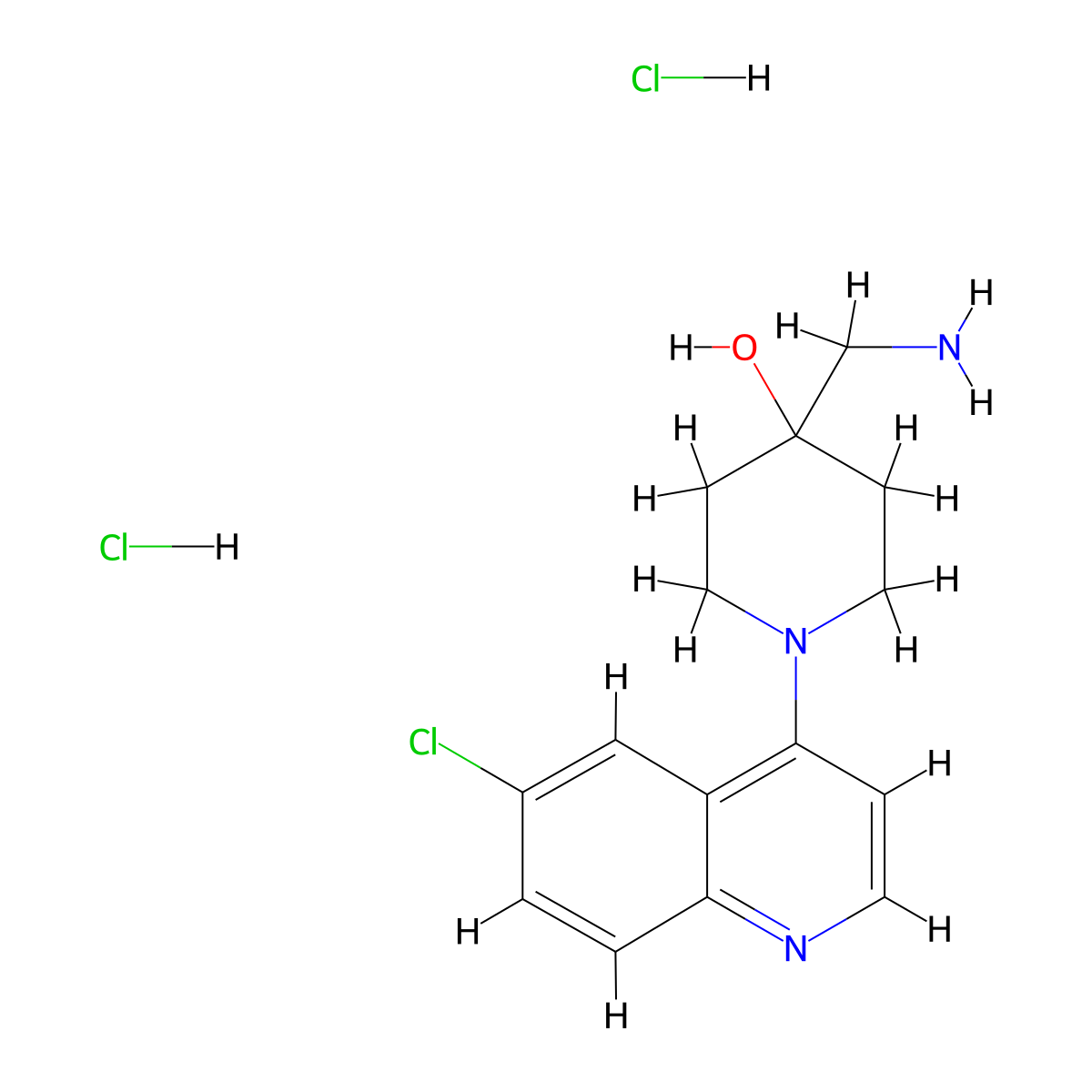 4-(Aminomethyl)-1-(6-chloroquinolin-4-yl)piperidin-4-ol dihydrochloride molecular structure, CAS 2639420-06-5