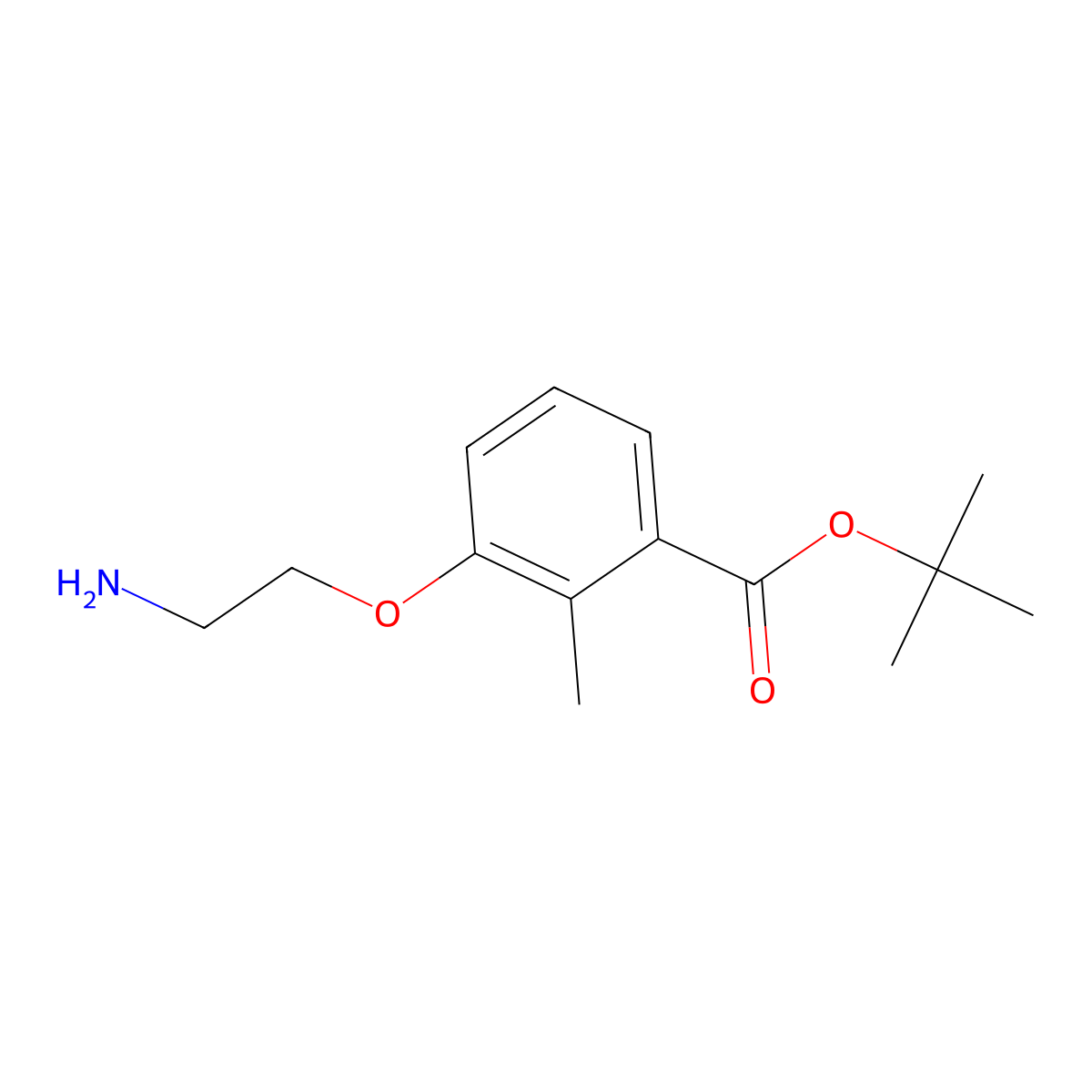 Tert-butyl 3-(2-aminoethoxy)-2-methylbenzoate molecular structure, CAS 2639420-13-4