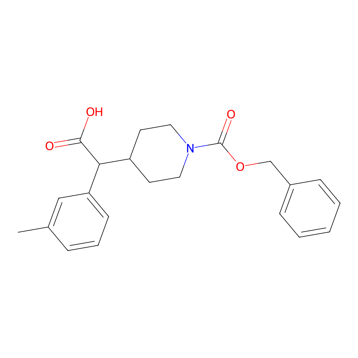 2-{1-[(Benzyloxy)carbonyl]piperidin-4-yl}-2-(3-methylphenyl)acetic acid molecular structure, CAS 2639420-16-7