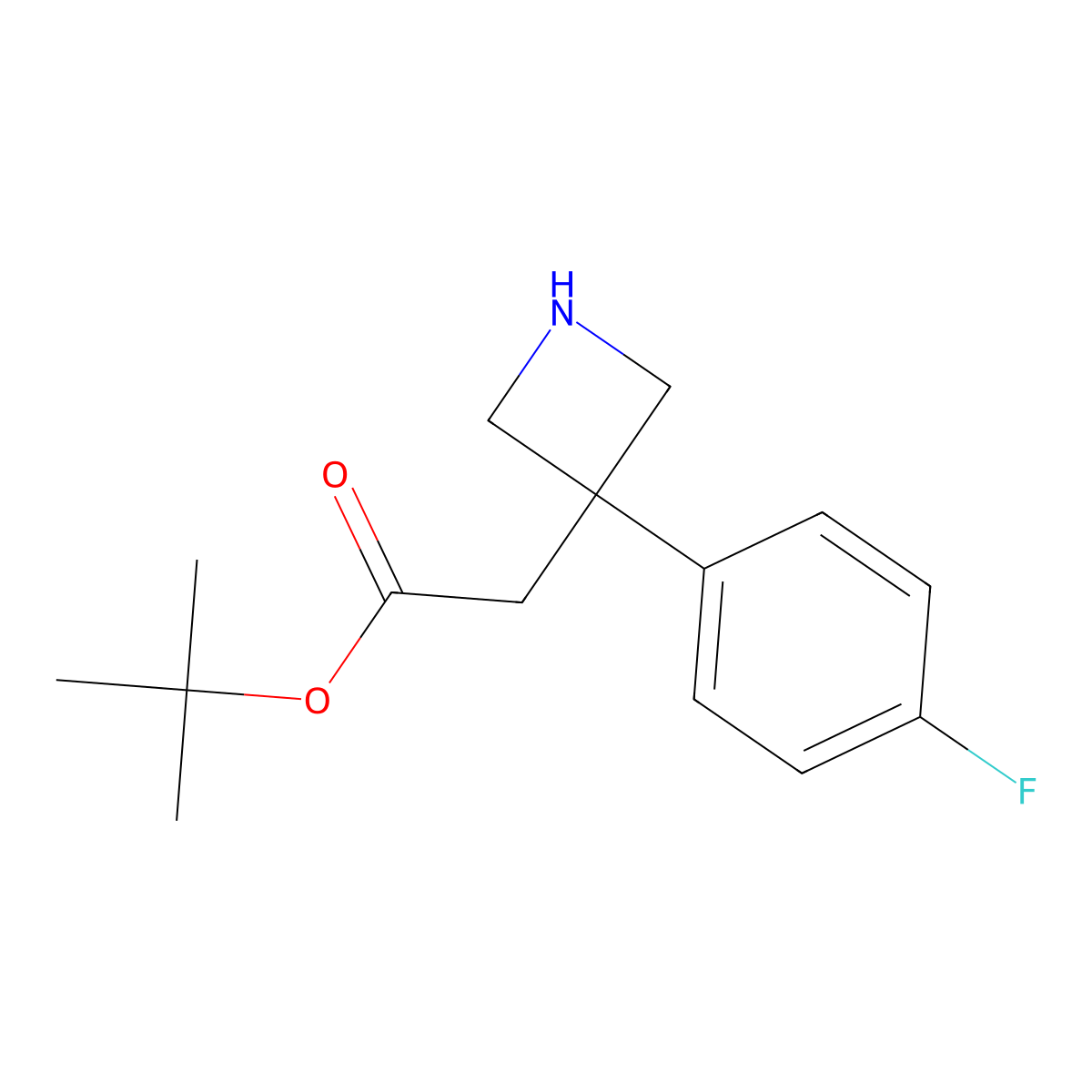 Tert-butyl 2-[3-(4-fluorophenyl)azetidin-3-yl]acetate molecular structure, CAS 2639420-17-8