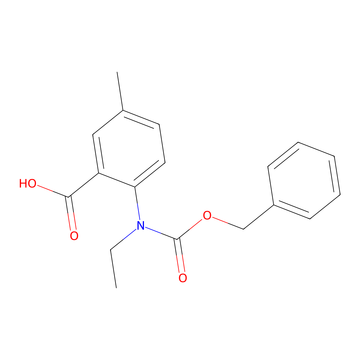 2-{[(Benzyloxy)carbonyl](ethyl)amino}-5-methylbenzoic acid molecular structure, CAS 2639420-19-0