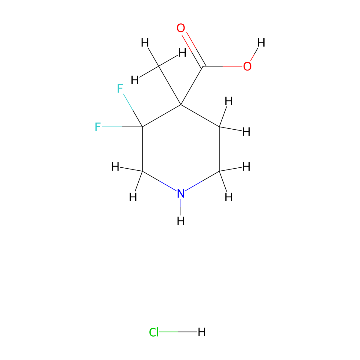 3,3-Difluoro-4-methylpiperidine-4-carboxylic acid hydrochloride molecular structure, CAS 2639420-25-8