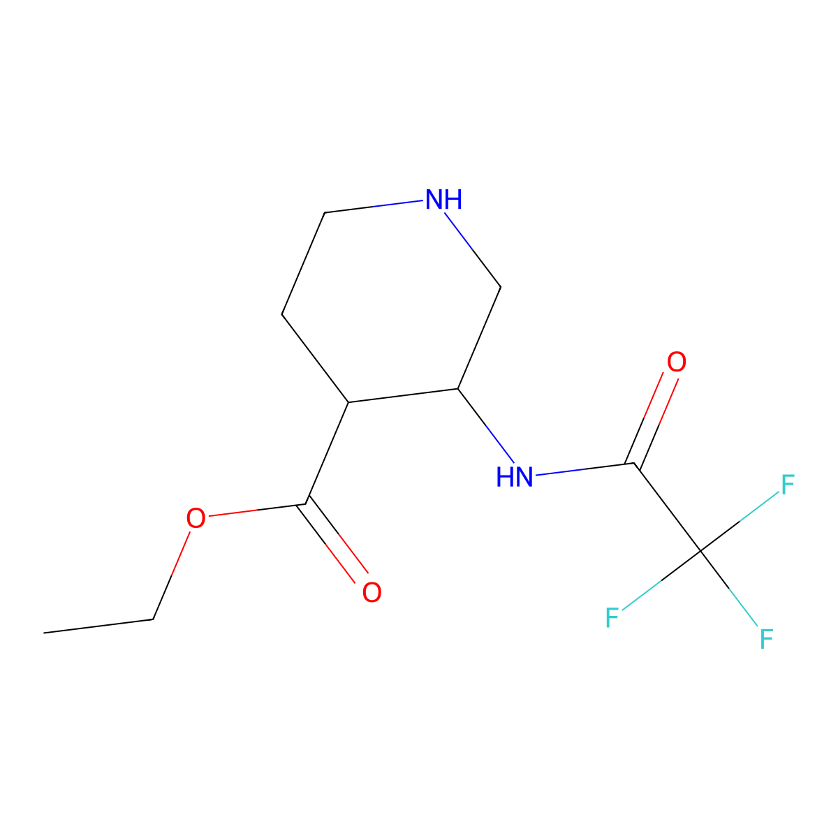 Ethyl 3-(2,2,2-trifluoroacetamido)piperidine-4-carboxylate molecular structure, CAS 2639420-29-2