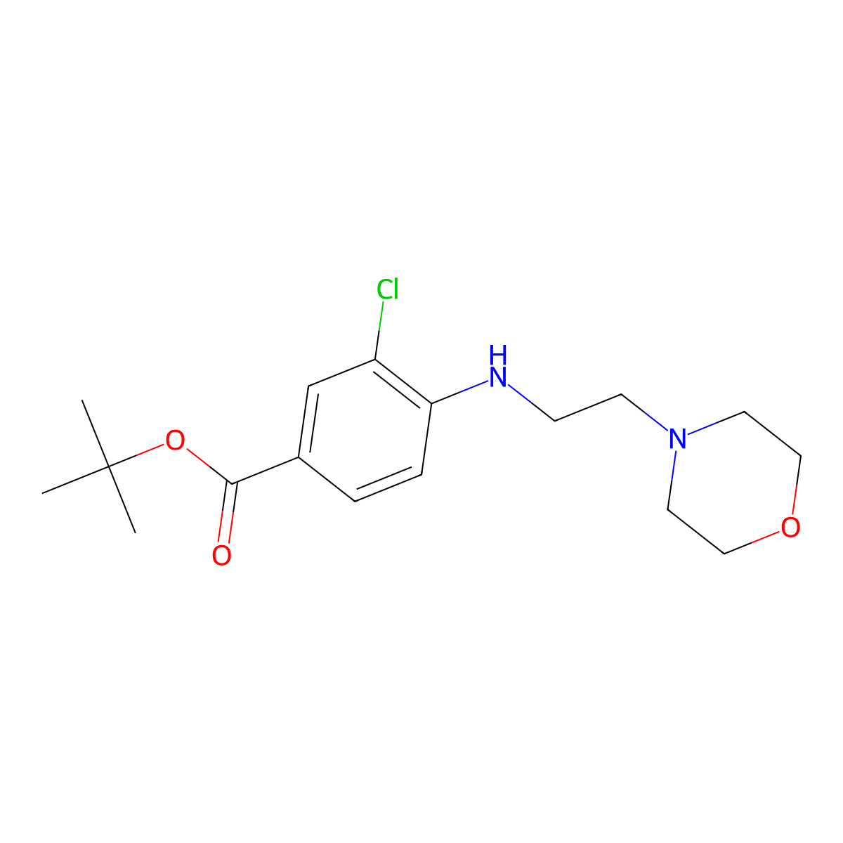 Tert-butyl 3-chloro-4-{[2-(morpholin-4-yl)ethyl]amino}benzoate molecular structure, CAS 2639420-35-0