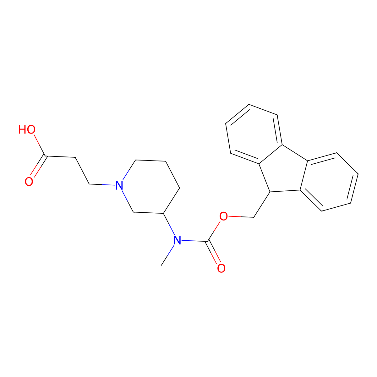 3-[3-({[(9H-fluoren-9-yl)methoxy]carbonyl}(methyl)amino)piperidin-1-yl]propanoic acid molecular structure, CAS 2639420-46-3