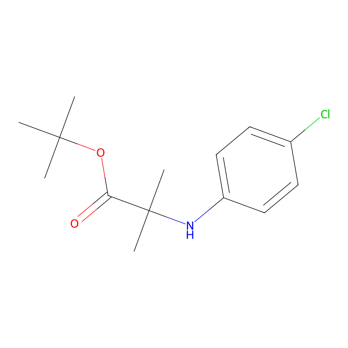 Tert-butyl 2-[(4-chlorophenyl)amino]-2-methylpropanoate molecular structure, CAS 2639420-53-2
