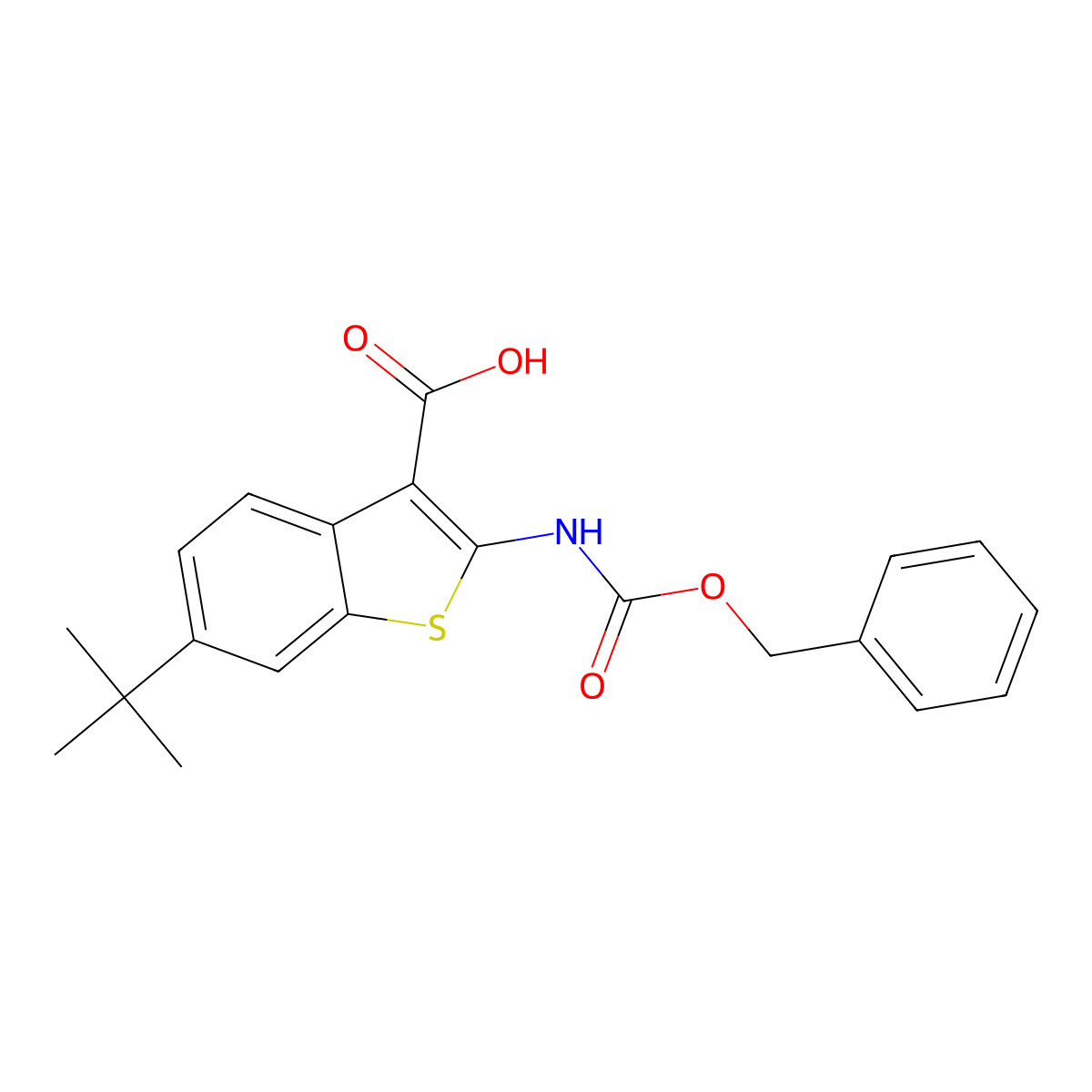 2-{[(Benzyloxy)carbonyl]amino}-6-tert-butyl-1-benzothiophene-3-carboxylic acid molecular structure, CAS 2639420-56-5