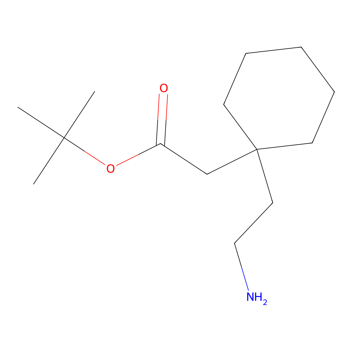 Tert-butyl 2-[1-(2-aminoethyl)cyclohexyl]acetate molecular structure, CAS 2639420-61-2